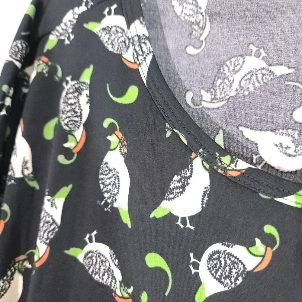 LuLaRoe Women's Size L Black Multicolor Pigeon s/s Drop Shoulder Irma Tunic Top - Picture 5 of 5